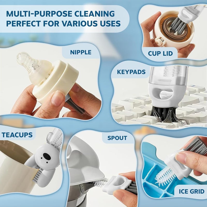 ANSOTHIN Cup Lid Cleaning Brush, Multifunctional Set with 3 in 1 Lid Cleaner and Two 4 in 1 Cup Lid Cleaning Brushes, Cleaning Brush Tool for Bottles, Straws, Tumblers, Travel Mug Caps, Portable Kit (Blue) - Image 5